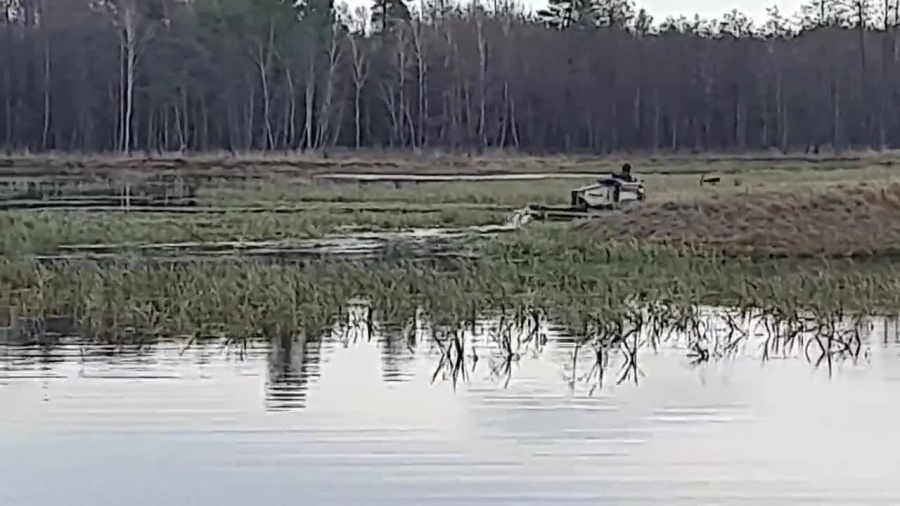 Pływająca kosiarka w Nadleśnictwie Kędzierzyn